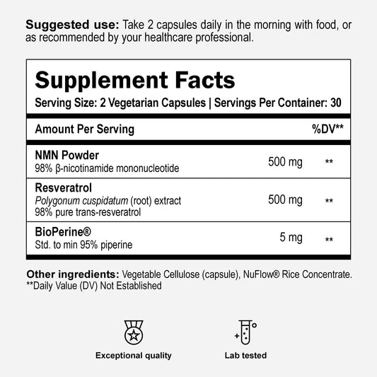 NMN + Resveratrol supplement facts