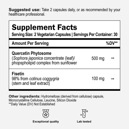 Quercetin + Fisetin supplement facts